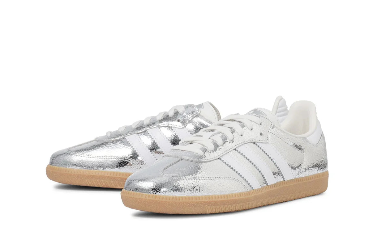 Adidas Samba OG Silver Metallic Cracked Leather Prateado (PRONTA ENTREGA)