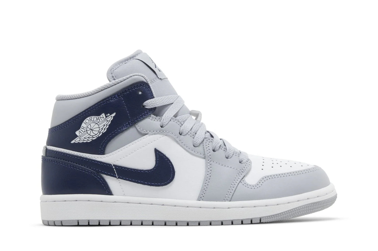 Air Jordan 1 Mid Wolf Grey Midnight Navy Cinza