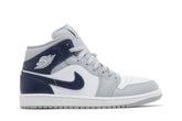 Air Jordan 1 Mid Wolf Grey Midnight Navy Cinza