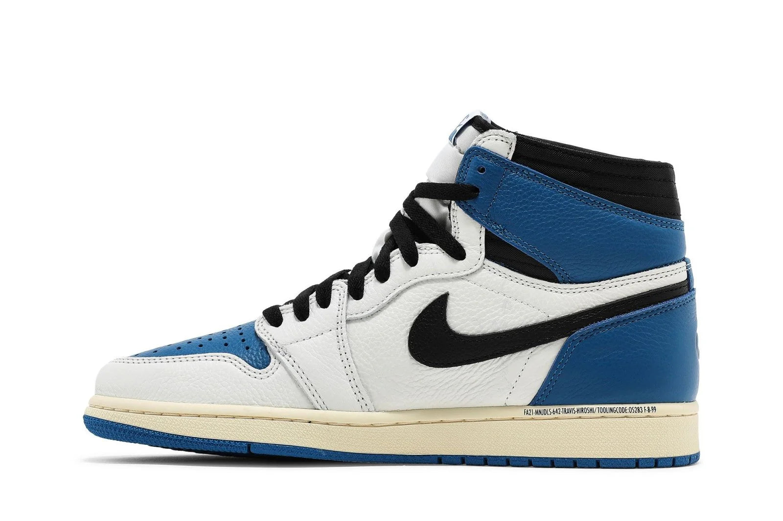 Air Jordan 1 Retro High Fragment Design x Travis Scott Couro Branco Azul