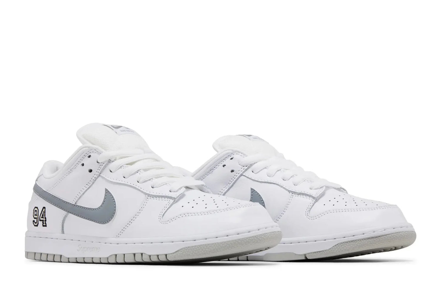 Nike SB Dunk Low Supreme 94 White Metallic Silver Branco