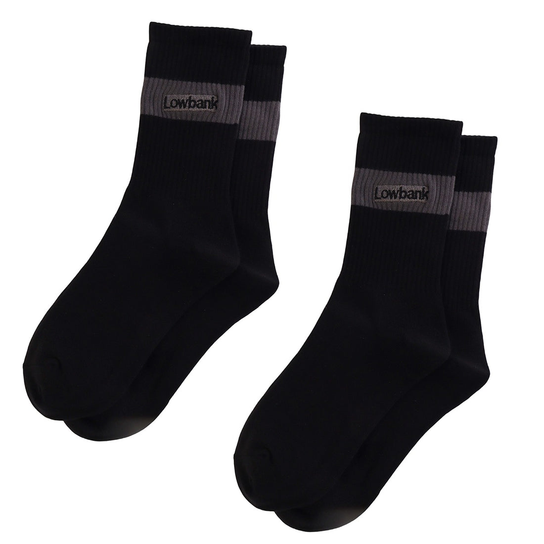 Meias LOWBANK Essentials Black & Silver (Pack com 2 Pares)