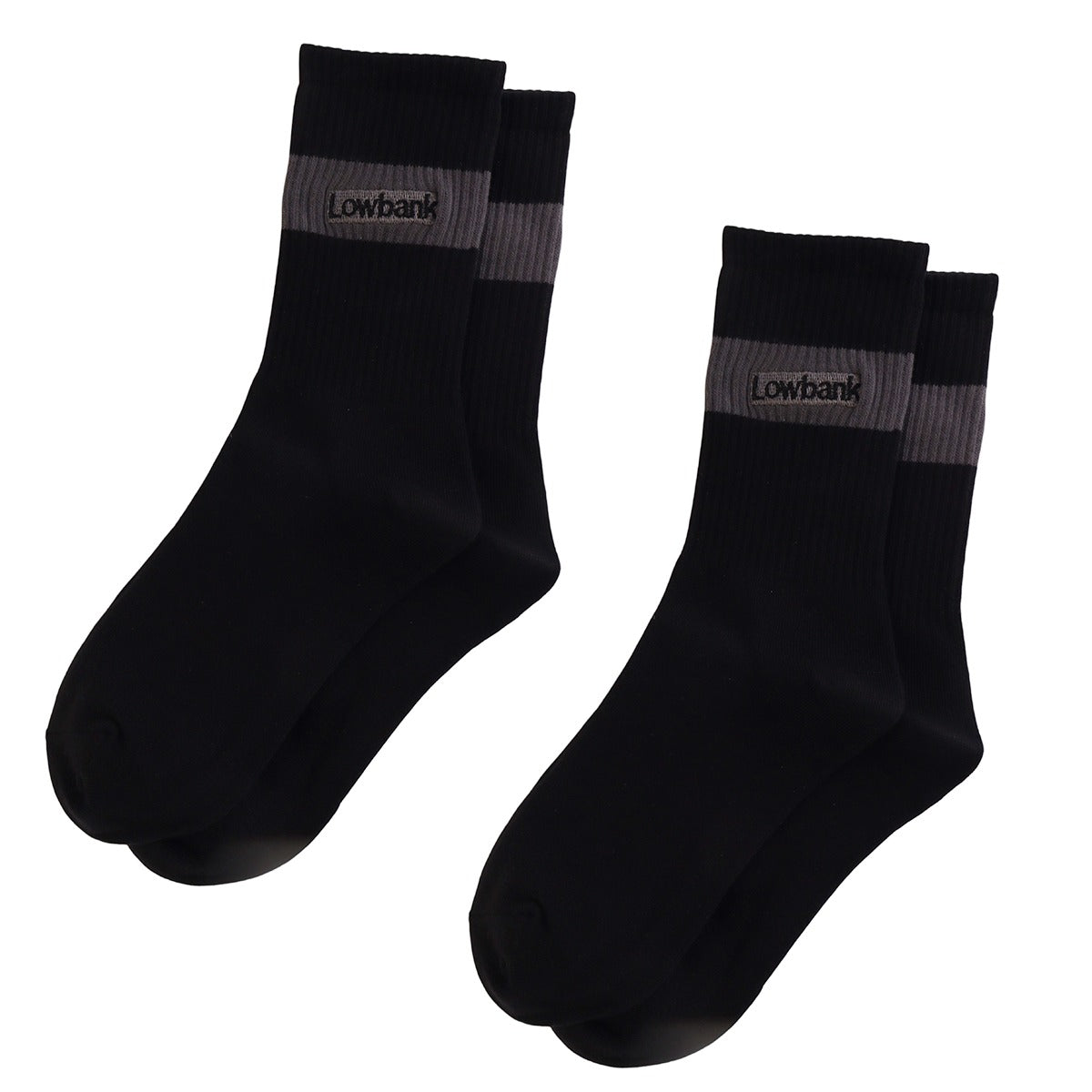 Meias LOWBANK Essentials Black & Silver (Pack com 2 Pares)