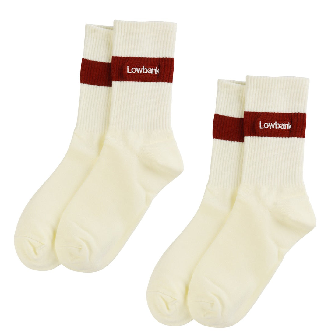 Meias LOWBANK Essentials Off White & Burgundy (Pack com 2 Pares)