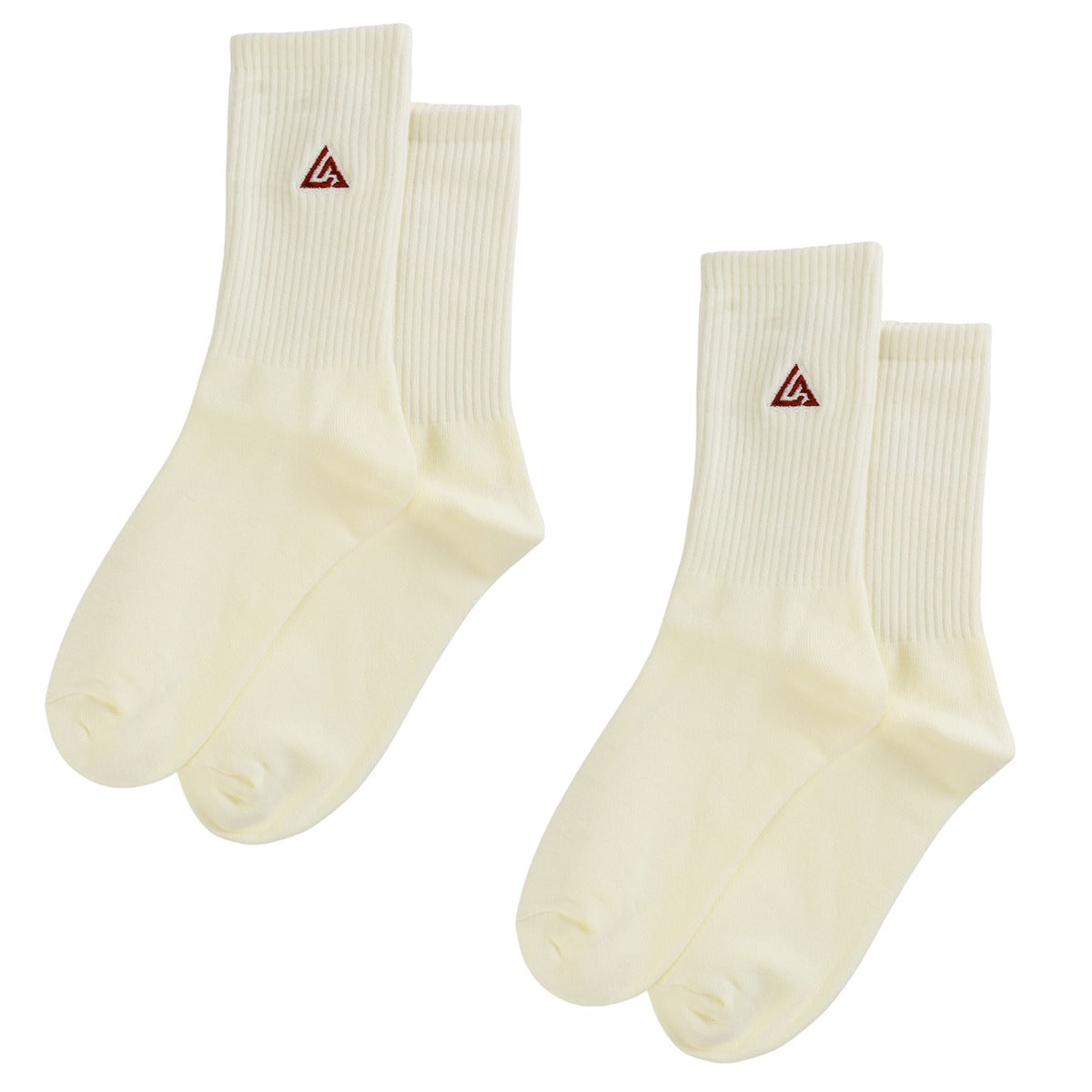 Meias Lowbank Essentials Off-White com Logotipo Bordô (Pack com 2 Pares)