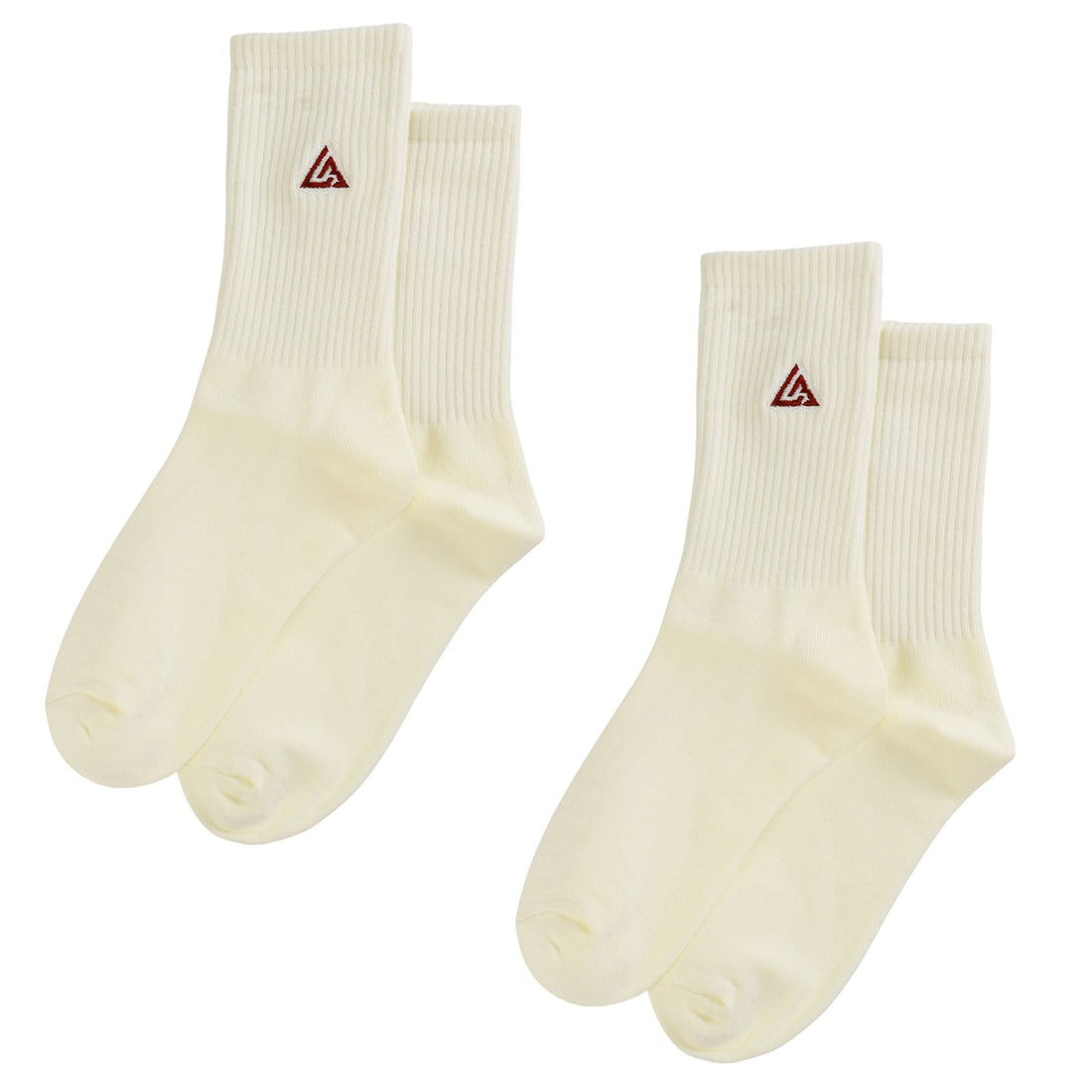 Meias Lowbank Off-White com Logotipo Bordô Bordado (Pack com 2)