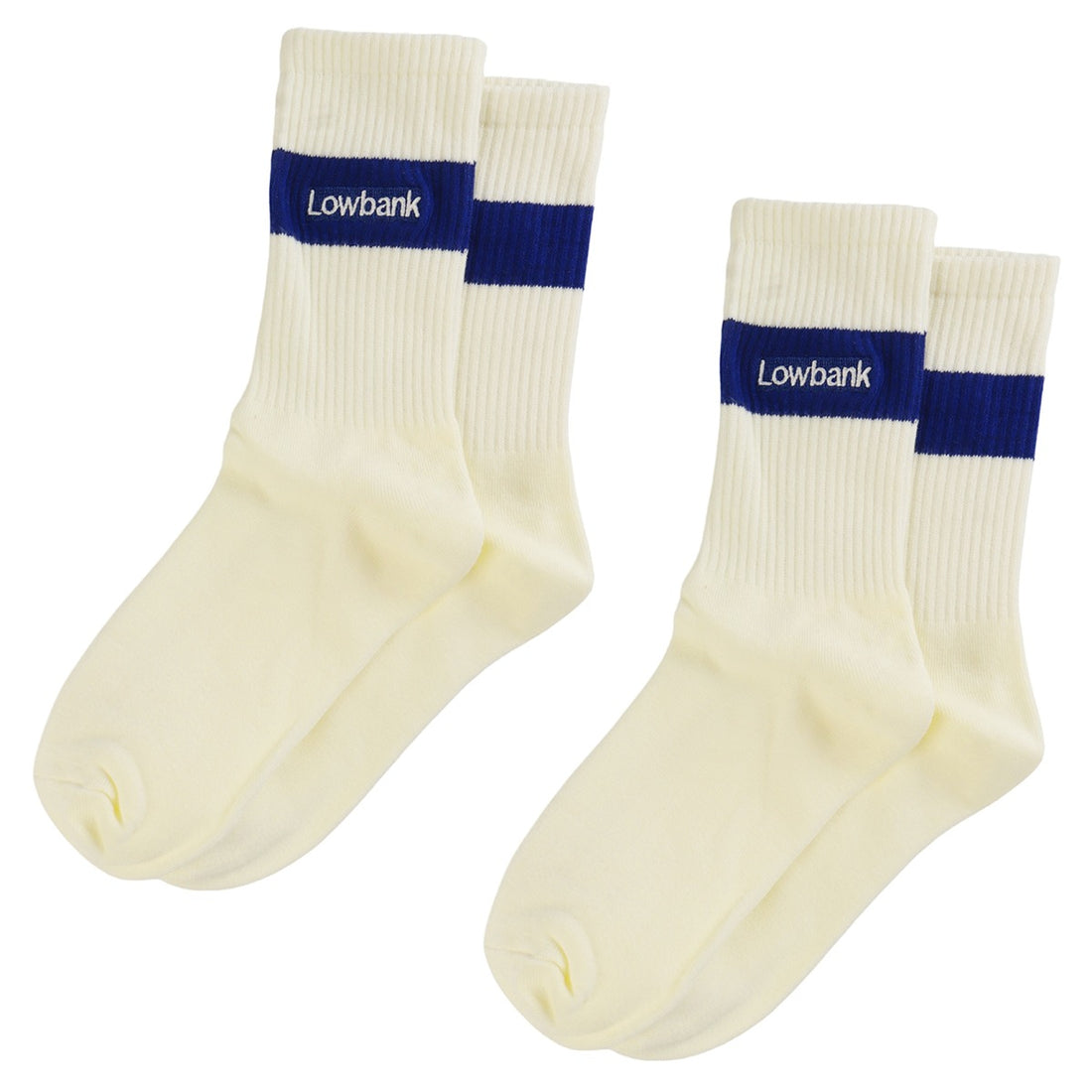 Meias Lowbank Off-White com Nome Escrito Azul (Pack com 2)