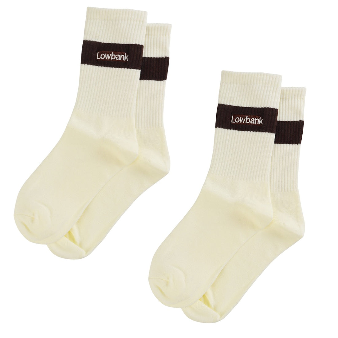Meias Lowbank Off-White com Nome Escrito Marrom (Pack com 2) 