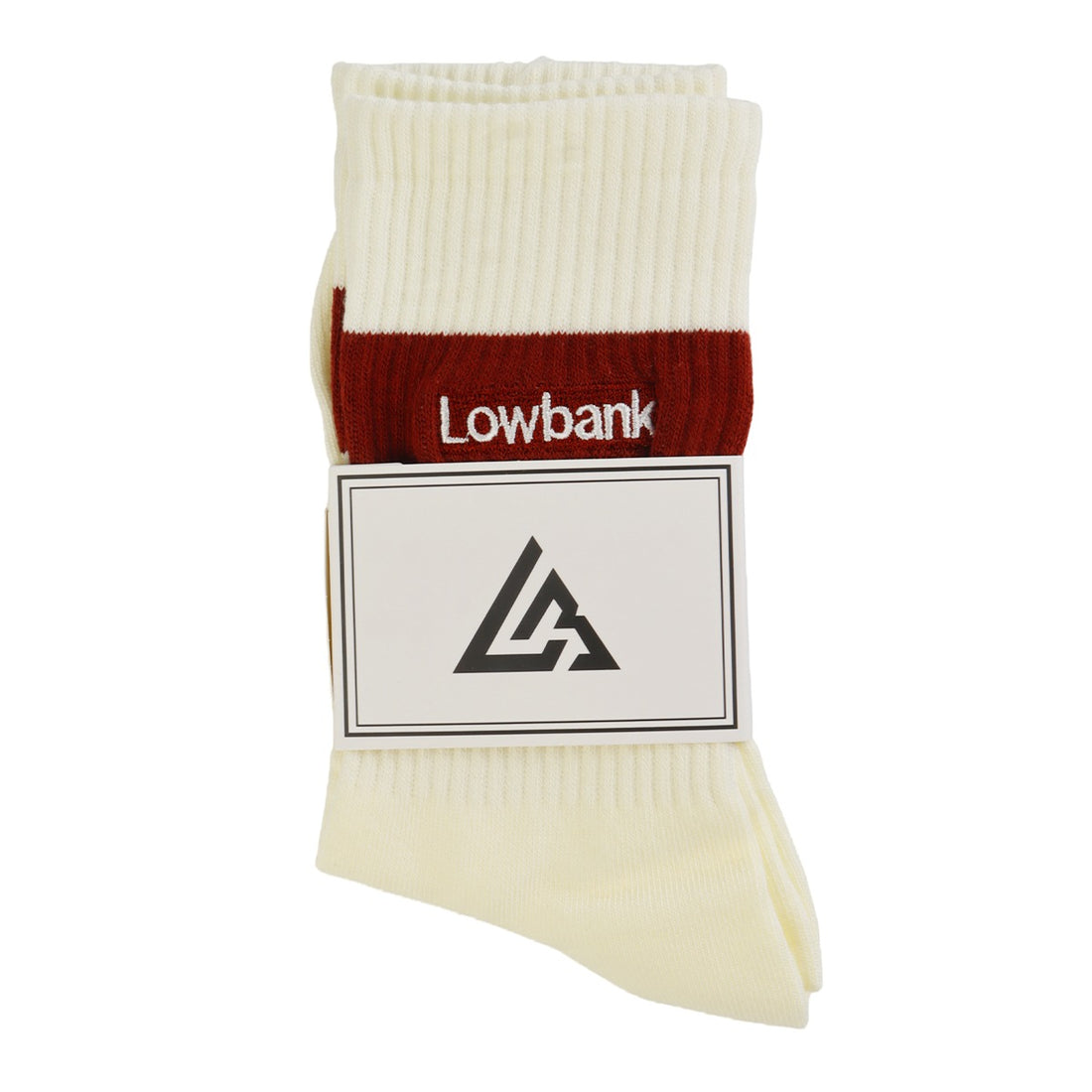 Meias Lowbank Off-White com Nome Escrito Bordô (Pack com 2)