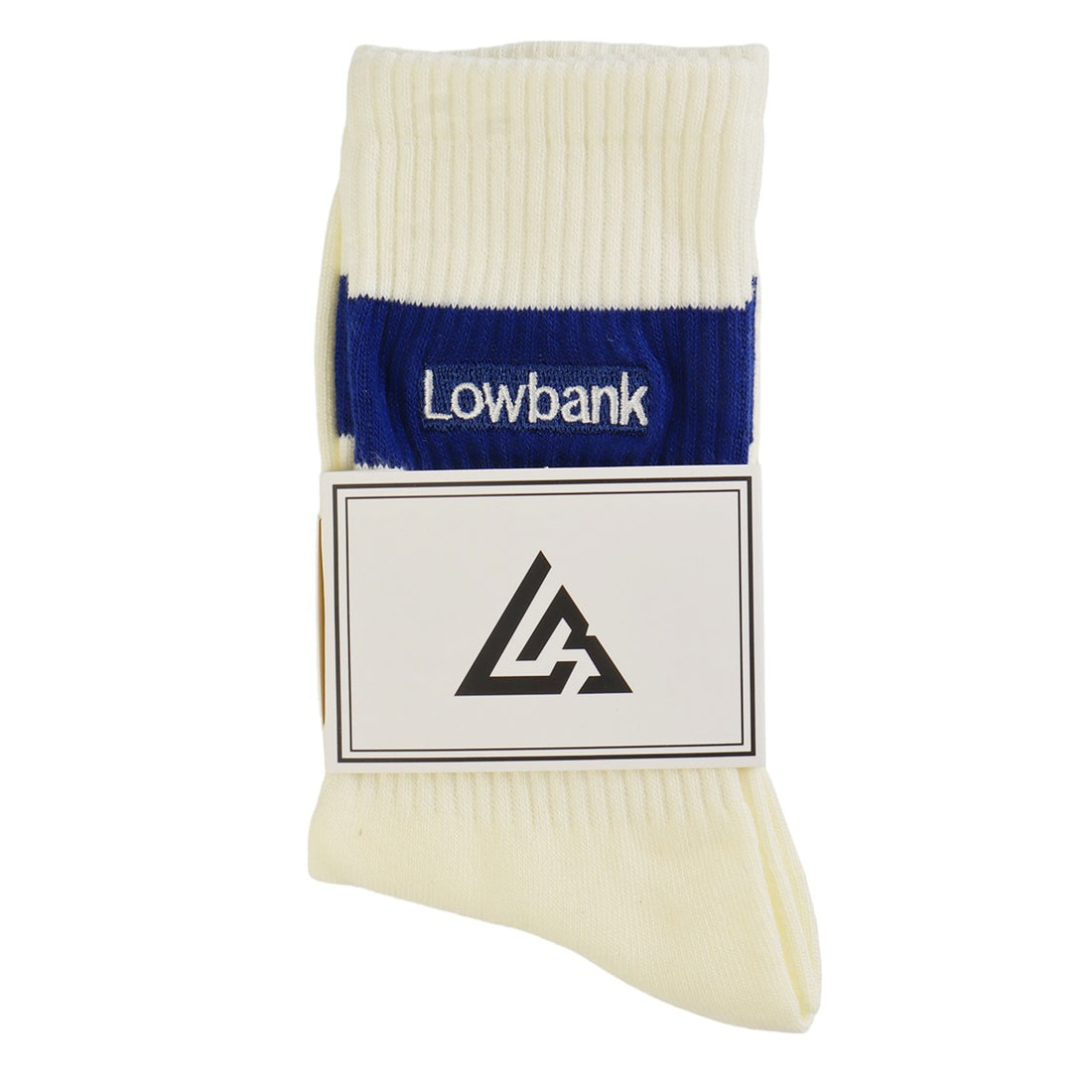 Meias Lowbank Off-White com Nome Escrito Azul (Pack com 2)