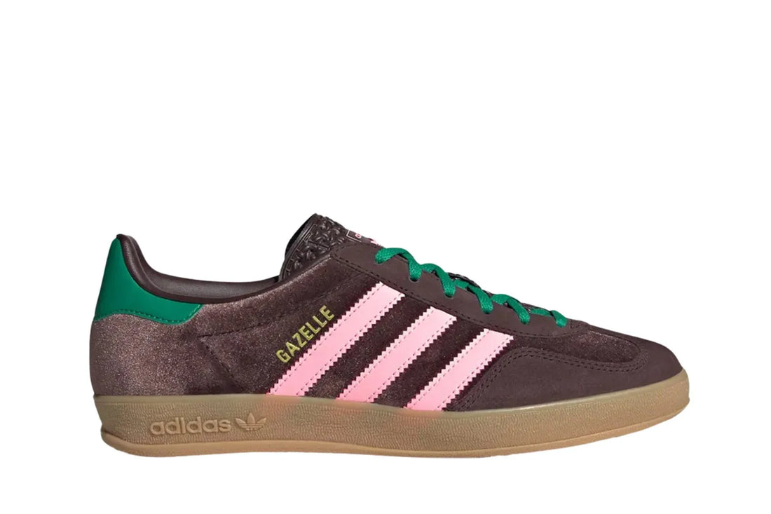 Adidas Gazelle Indoor Dark Brown Glow Pink Court Green Marrom