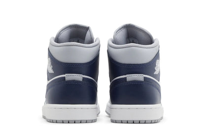 Air Jordan 1 Mid Wolf Grey Midnight Navy Cinza