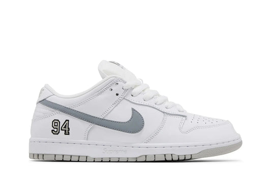 Nike SB Dunk Low Supreme 94 White Metallic Silver Branco